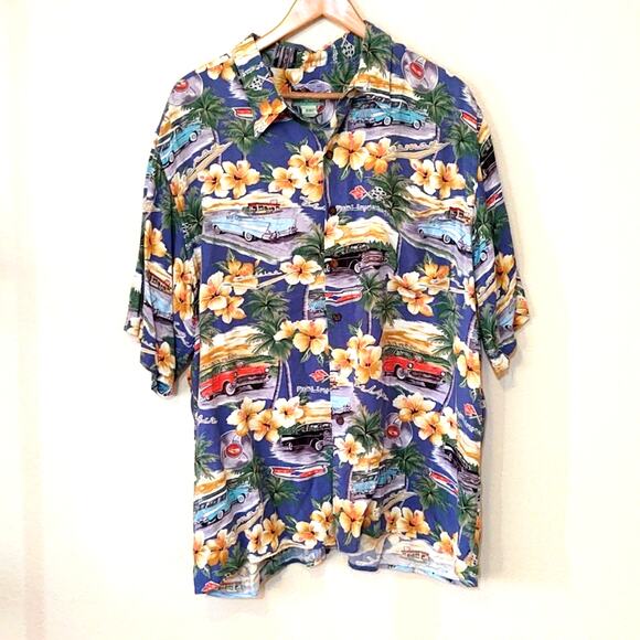 Reyn Spooner Chevrolet print Hawaiian button up short sleeve shirt - Picture 1 of 4